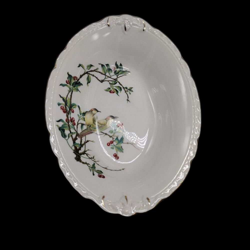 Royal Jackson Cherry Branch Oval Serving Bowl 10 inches Vintage Cottagecore